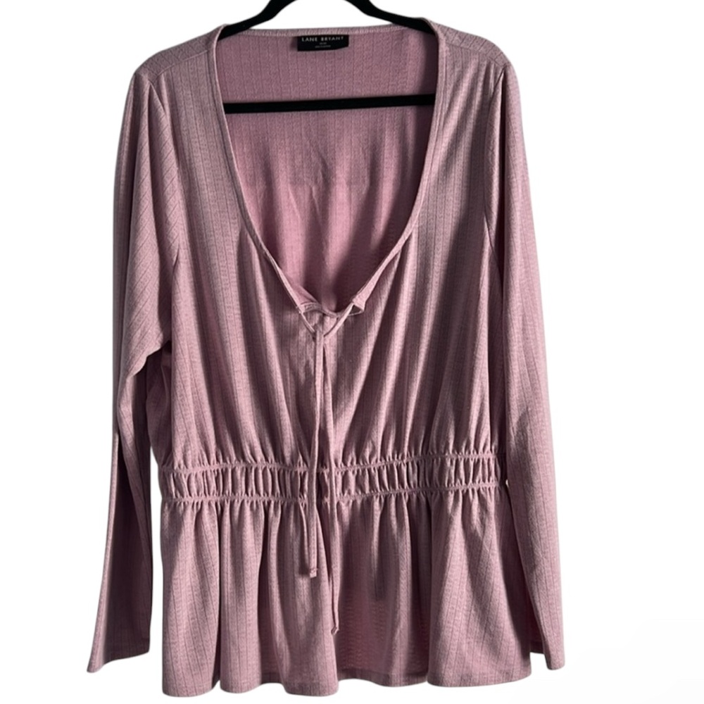 Lane Bryant Top Womens Plus 18/20 Purple Scoop Neck Peplum Tee Casual Ladies EUC